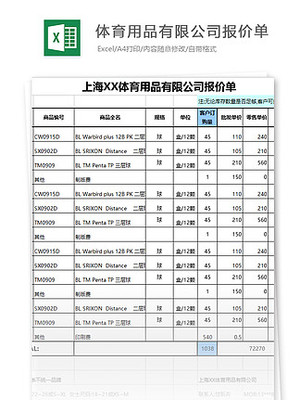 辦公用品銷售報價單